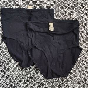 Black High-Waist Cottonique Briefs - Set of 2